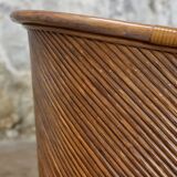 Canapé en rotin et velours par Maugrion pour Roche Bobois, 1980