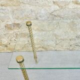 End of sofa, glass and twisted legs in gilded metal