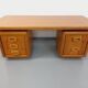 Large vintage double-sided executive desk in oak wood from the 70s