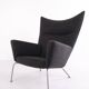 Wingchair – Hans J. Wegner – Model CH445 – Carl Hansen & Søn – Grey Hallingdal – With Footstool