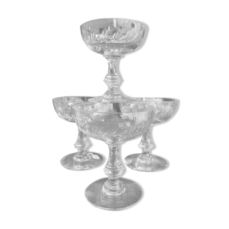 Set of 4 champagne glasses XIXth