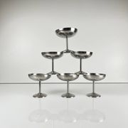 Set of 6 stainless steel ice cream/champagne glasses, Guy Degrenne