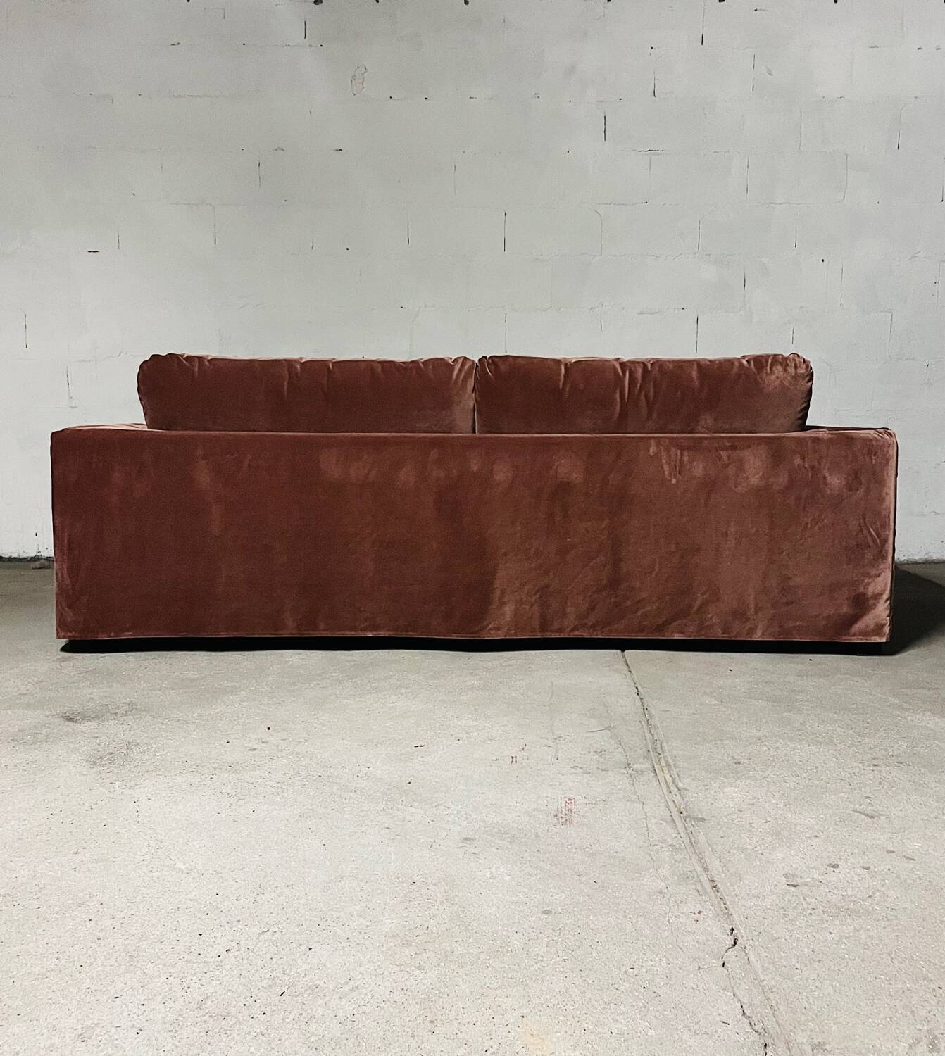 New AMPM terracotta velvet convertible sofa