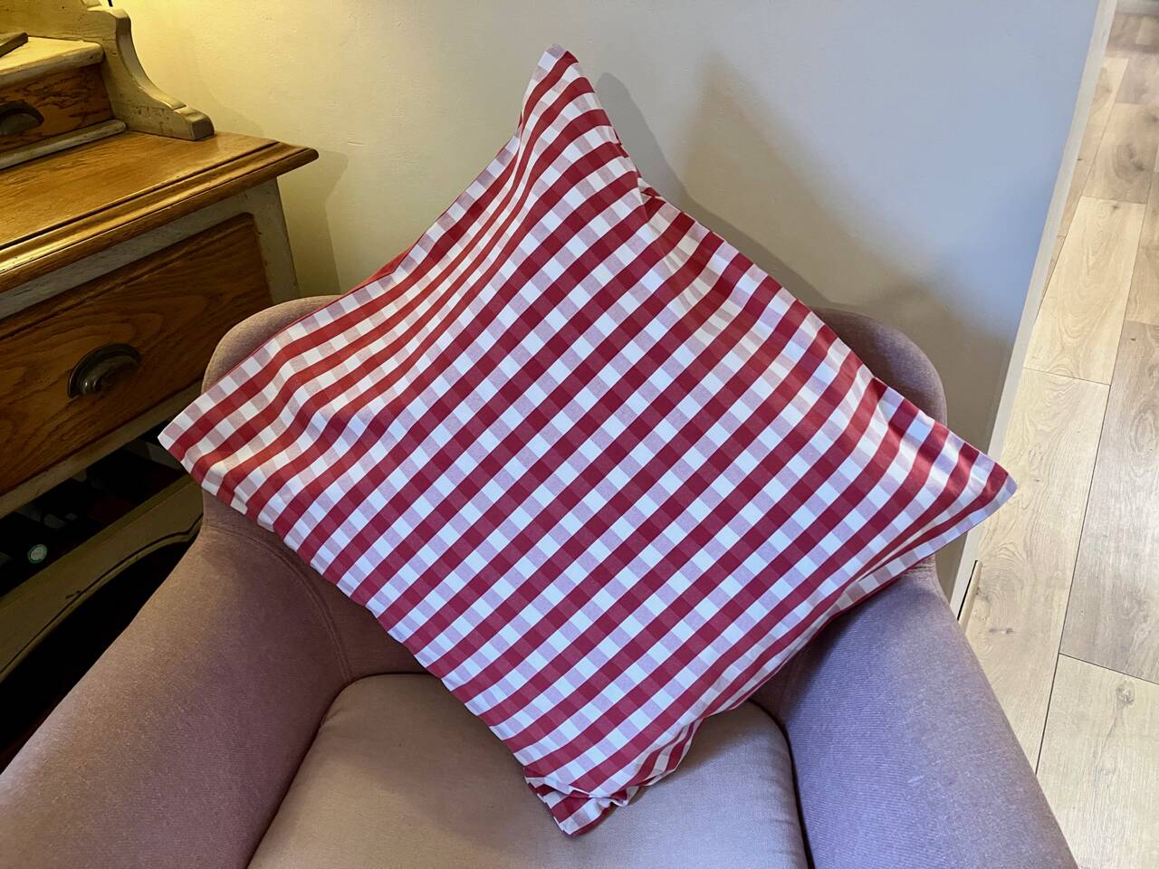 Housse de coussin tissu Vichy