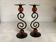 Pair of spiral candlesticks and beads