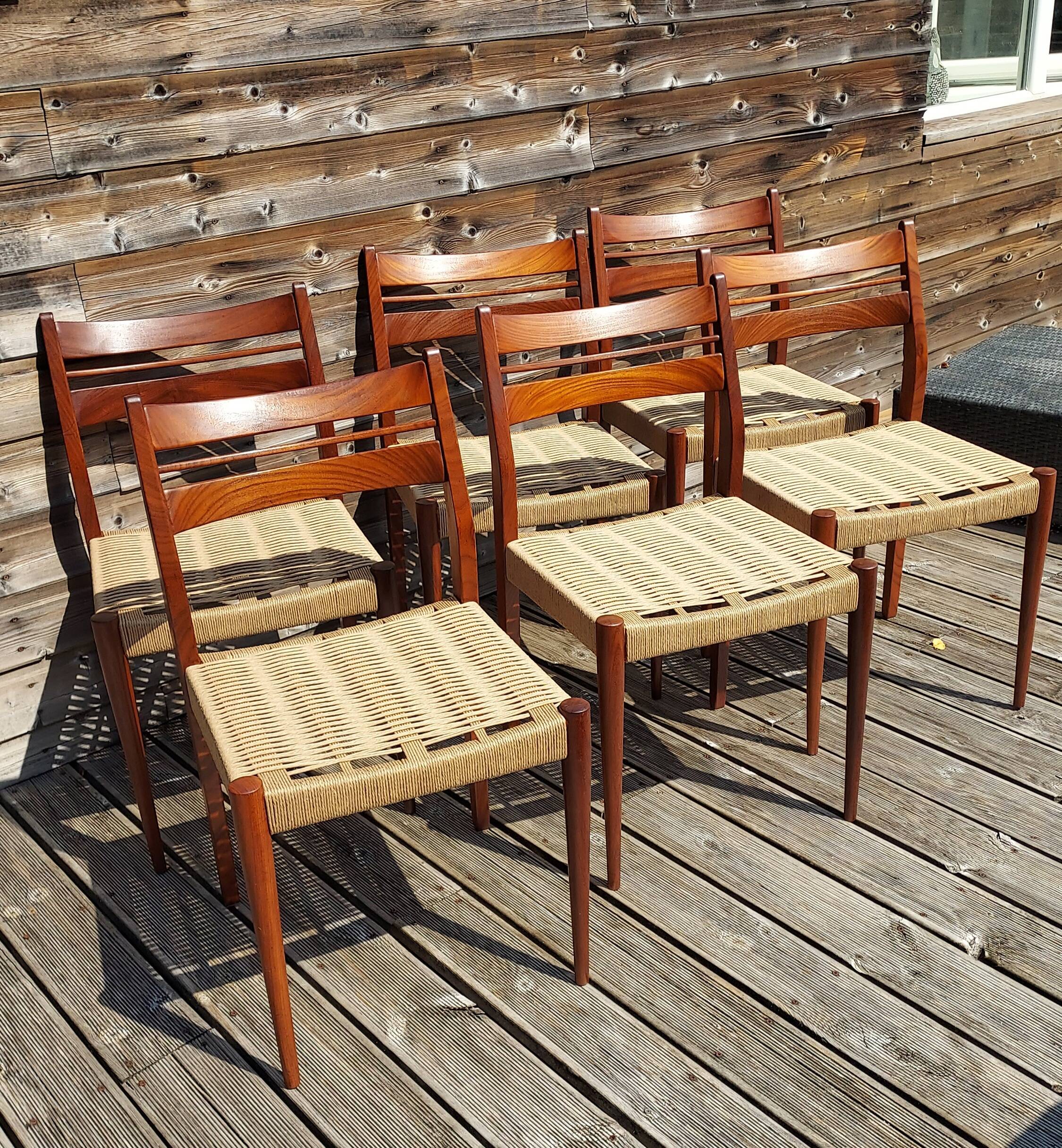 6 elegant vintage 1960s Danish rope chairs