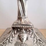 Pair of twisted column candlesticks in silver metal