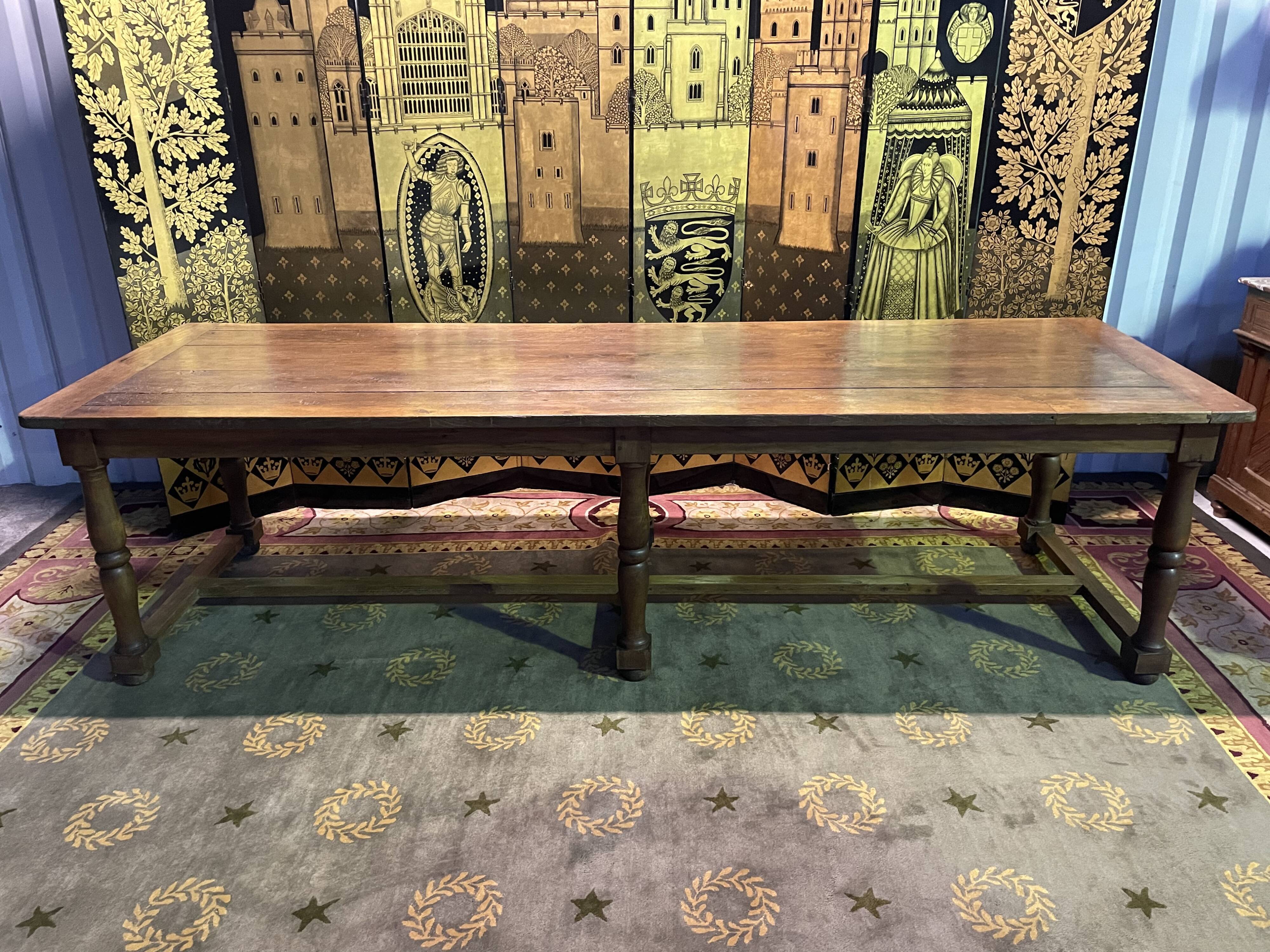 Louis XIII style oak farmhouse table