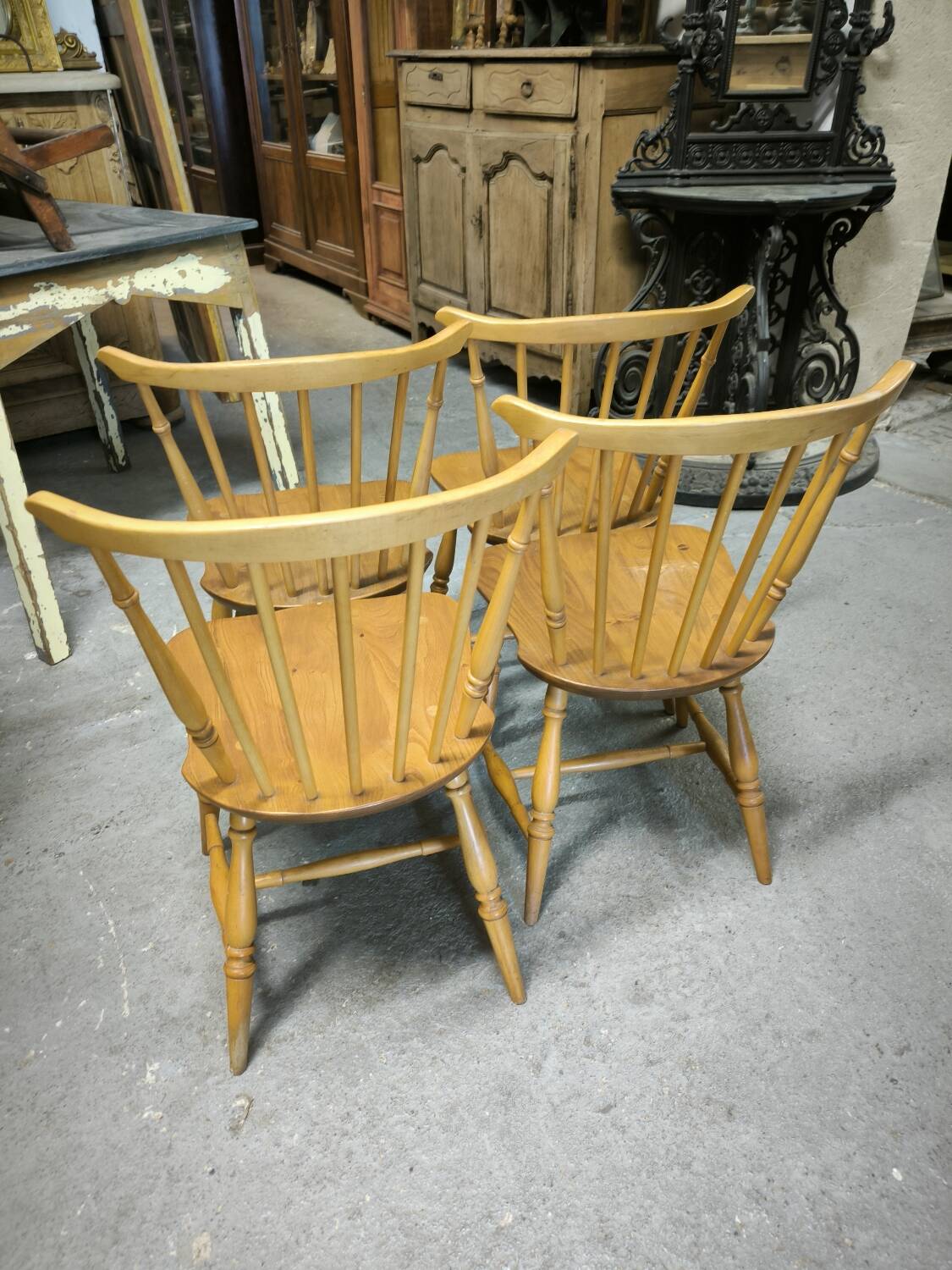 Set of 4 ERCOL chairs, Elm and Beech, 1960