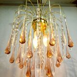 Murano chandelier pink crystal drops