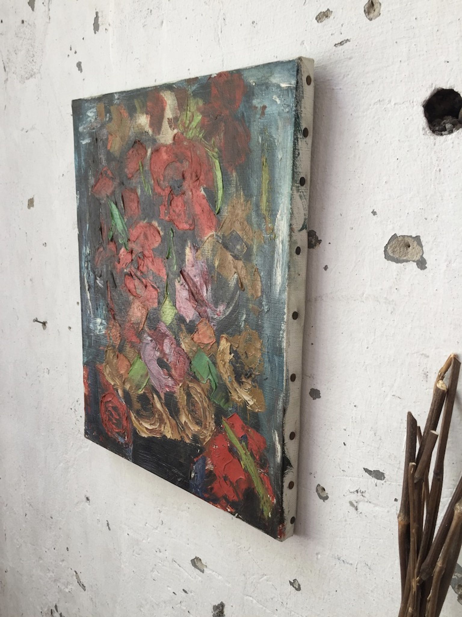 Old oil painting flowers