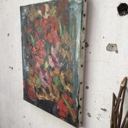 Old oil painting flowers