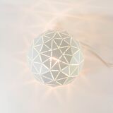 Modernist table lamp vintage white metal sphere 90s