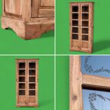 Parisian wardrobe in raw wood with engraved glass from 1920.