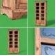 Parisian wardrobe in raw wood with engraved glass from 1920.