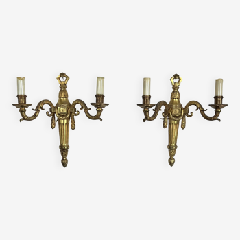 pair of LXVI style bronze wall lights