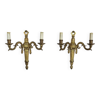 pair of LXVI style bronze wall lights