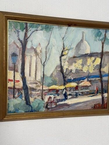 Swedish Oil on Panel "Lakerstationen” by L. Knut Norman Vintage & Framed 46×38cm