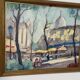 Swedish Oil on Panel "Lakerstationen” by L. Knut Norman Vintage & Framed 46×38cm