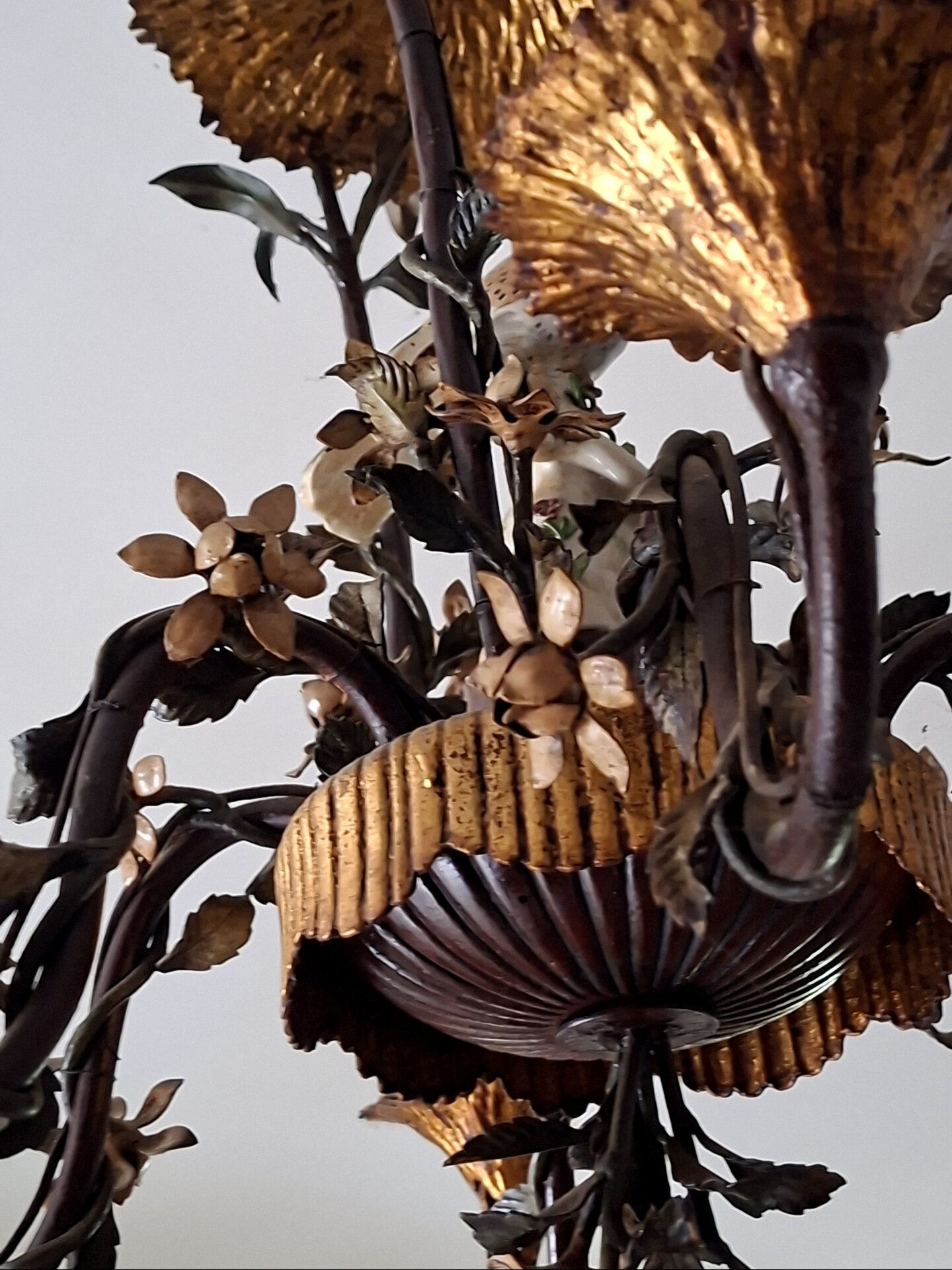 Lustre Naturaliste Aux Oiseaux, Fleurs Et Feuillages