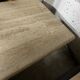 Light beige travertine Italian minimalist coffee table, solid natural stone 1980s