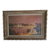 Old Table / Oil Painting – Scene of Life by the Water