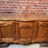 Louis XV style sideboard, 3 doors with lock, glass top.