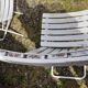 Pair of iron and old wood garden chairs