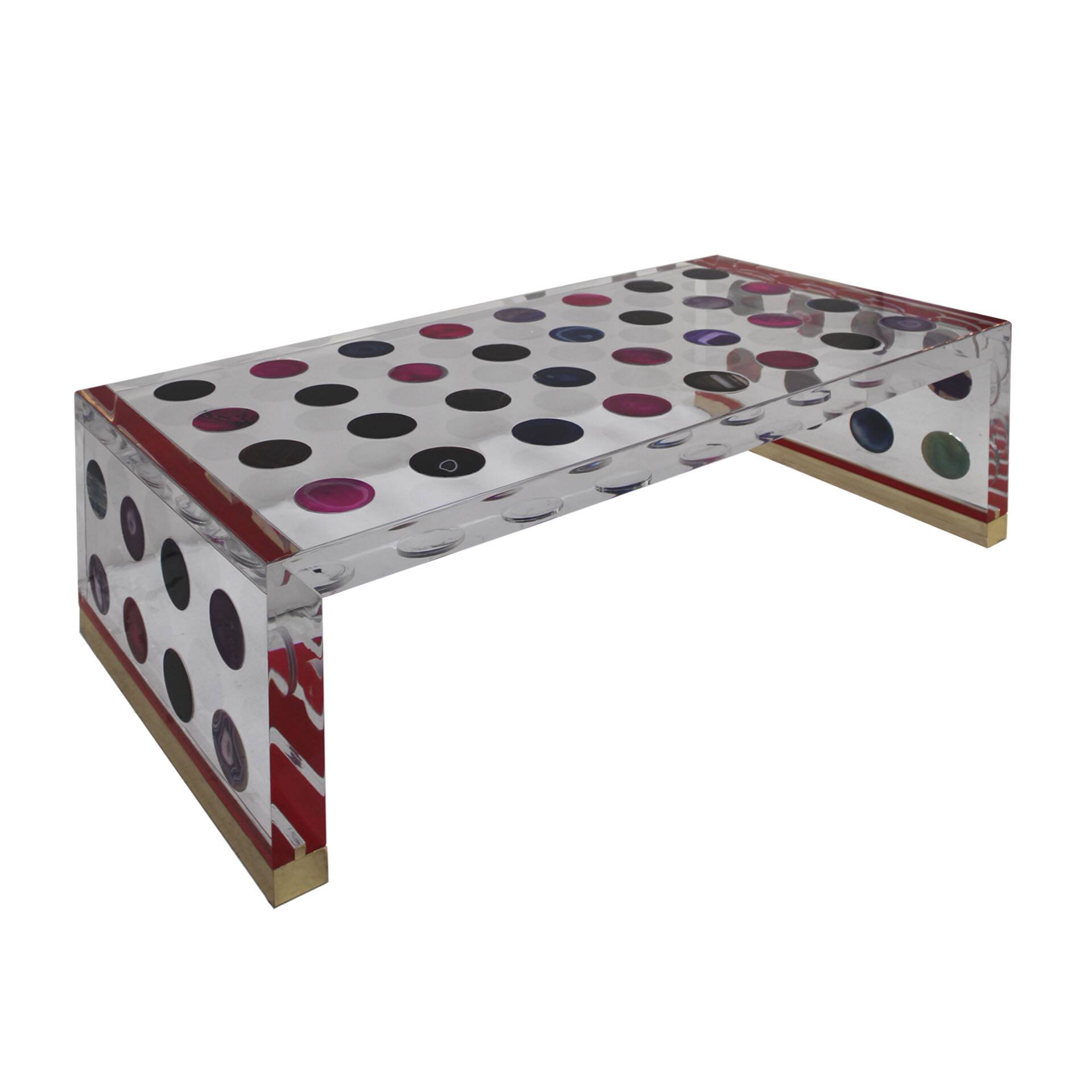 Table basse italienne en grand format avec des agates colorées conçue par Superego Studio