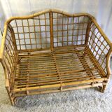 Two-seater rattan sofa - 70s