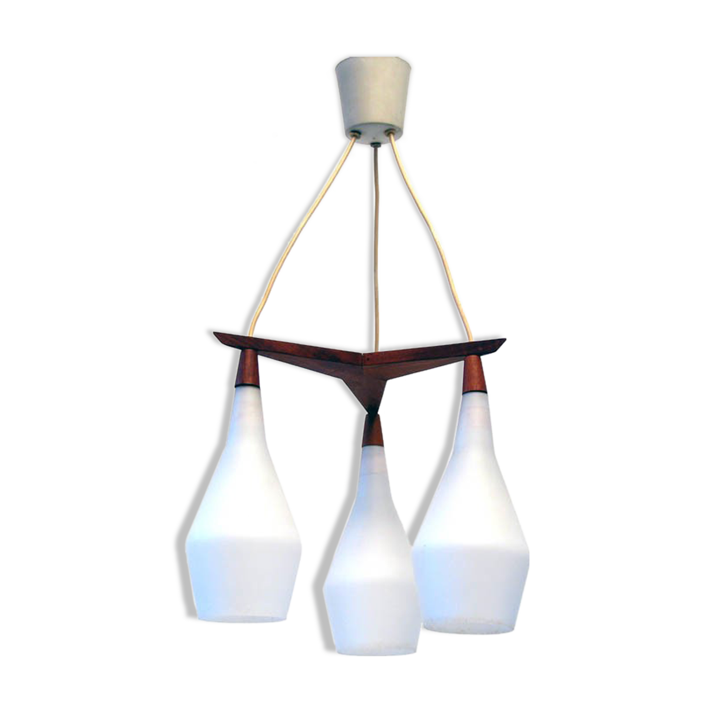 Wooden and glass 1950s Scandinavian suspension