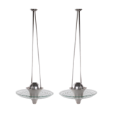 2 Art Deco Hanging lamps with cut glass England 1930