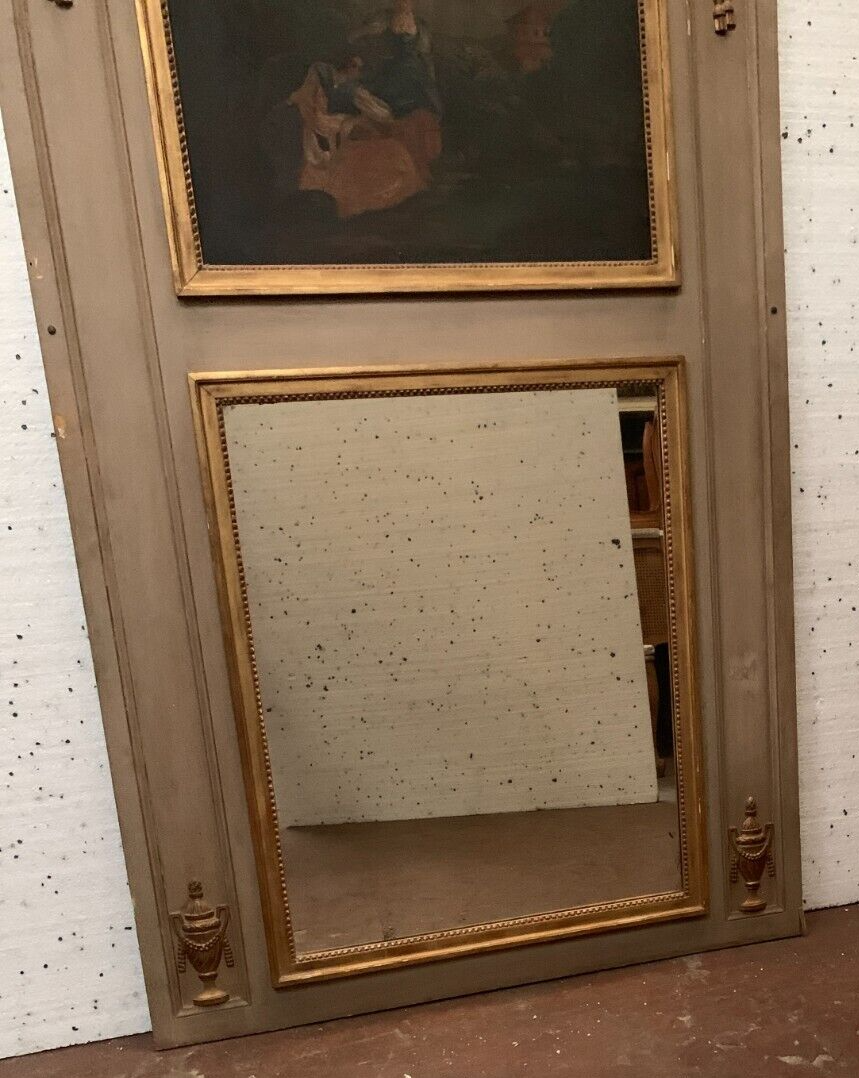 Louis XVI style Trumeau in patinated and gilded wood