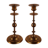 Paire de bougeoirs anciens en cuivre
