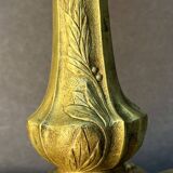 Beautiful and old oil lamp in gilded bronze, attributed to Georges Leleu