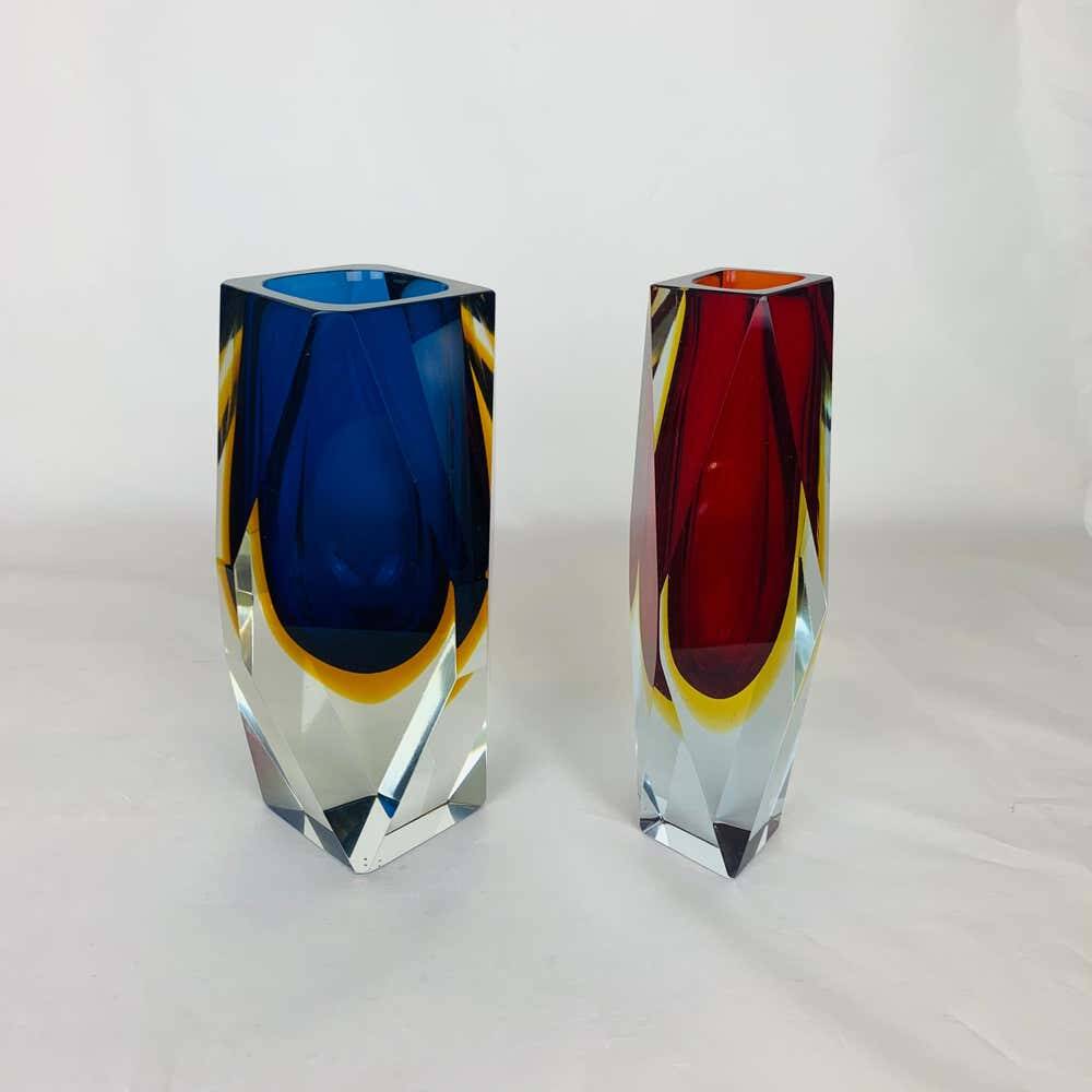 Pair of Sommerso Murano vases by Alessandro Mandruzzato