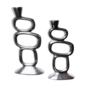 Paire de bougeoirs cercles par Matthew Hilton, Angleterre, 1980