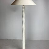Midcentury French Alabaster floor lamp with bouclé shade, 1950s