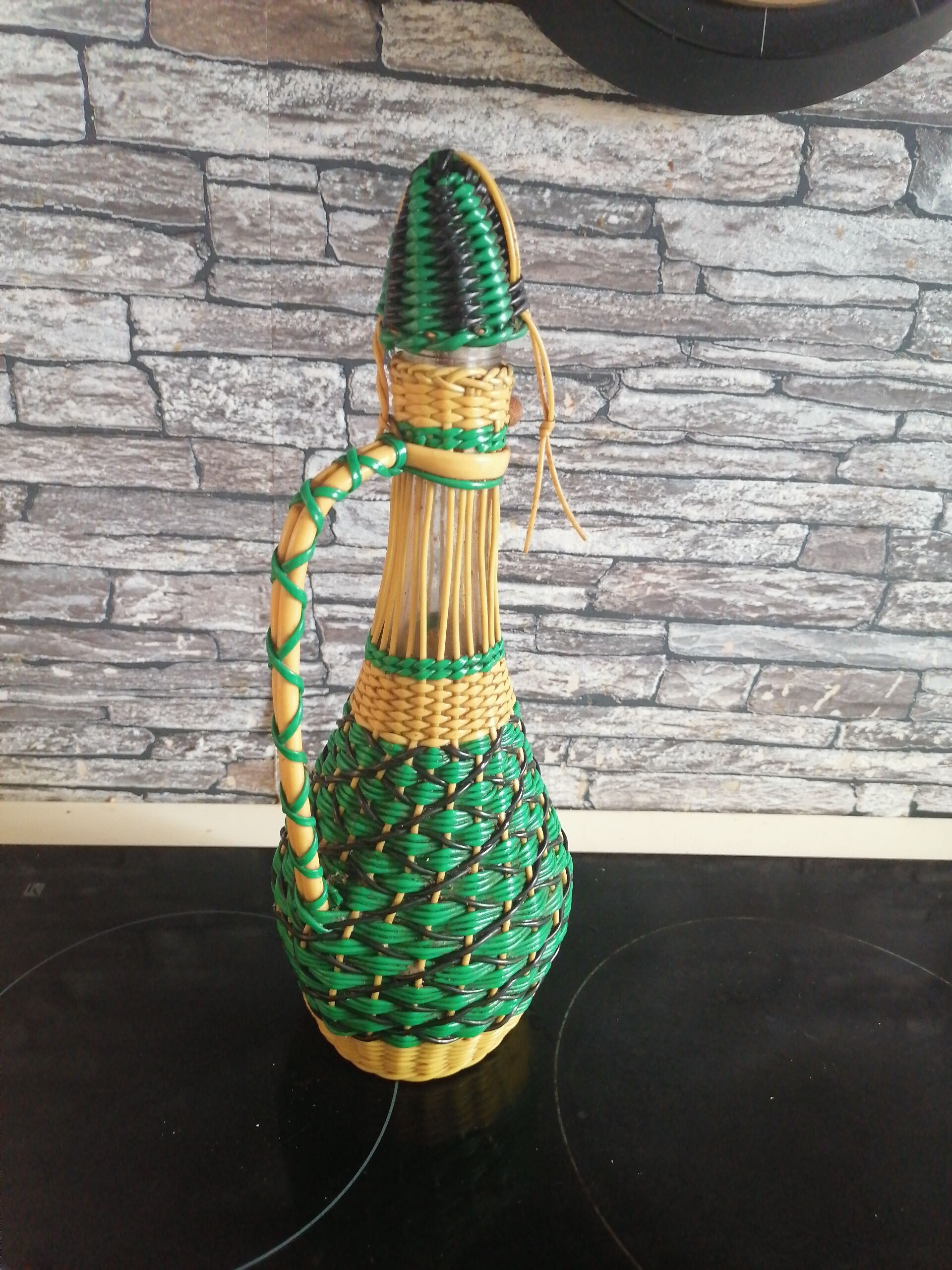 Bottle carafe scoubidou 1950 60