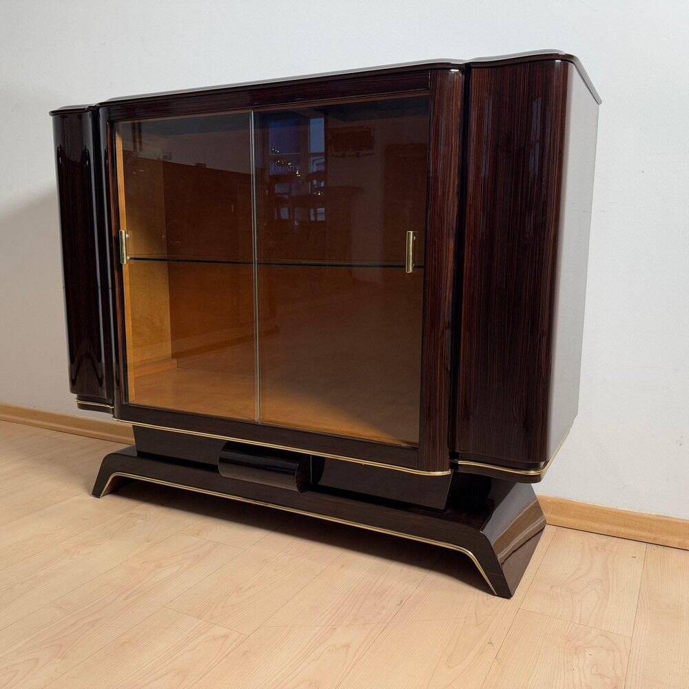 Art Deco Sideboard with Vitrine in Macassar Ebony & Maple, Paris, 1930s
