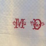White Monogram tablecloth in damask MD