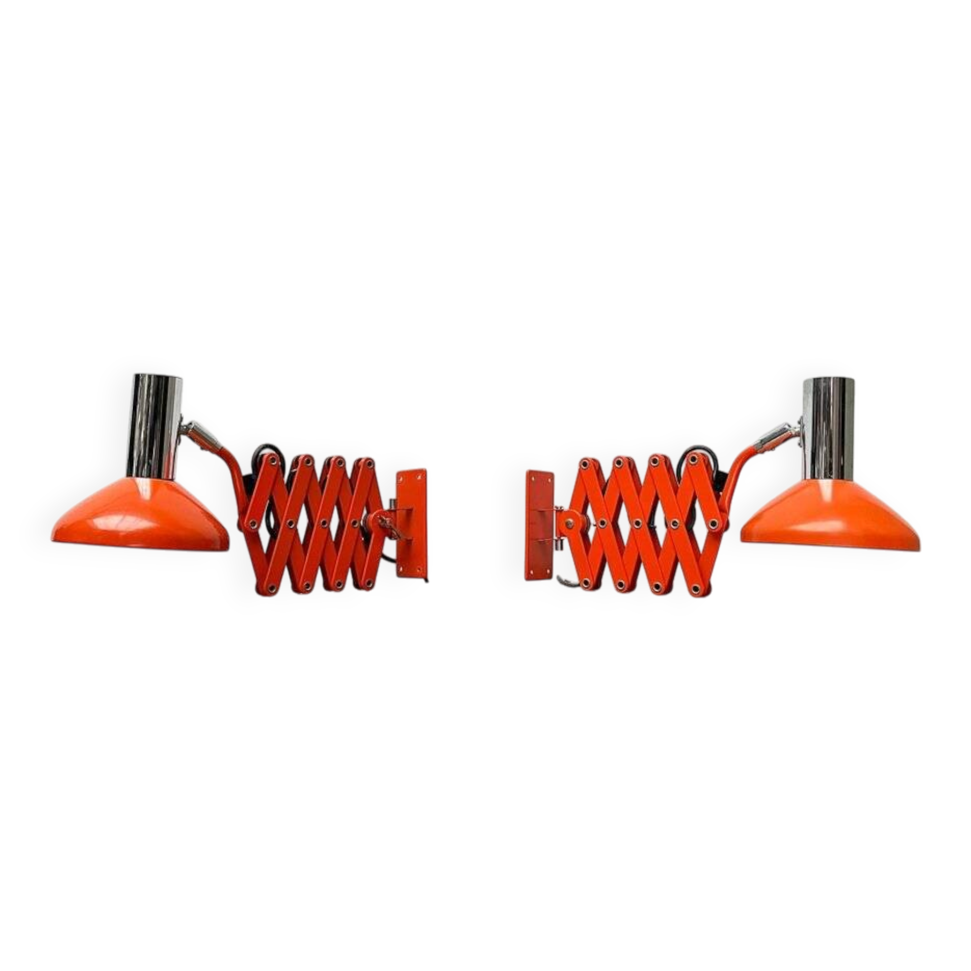 Mid-Century German Space Scissor Wall Lamp by Hustadt Leuchten, 1960s, set of 2