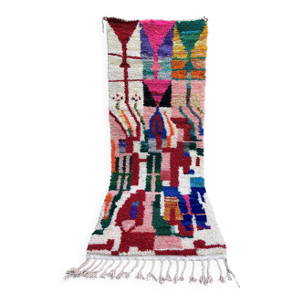 Vintage Boujaad wool hallway runner: Traditional Moroccan rug
