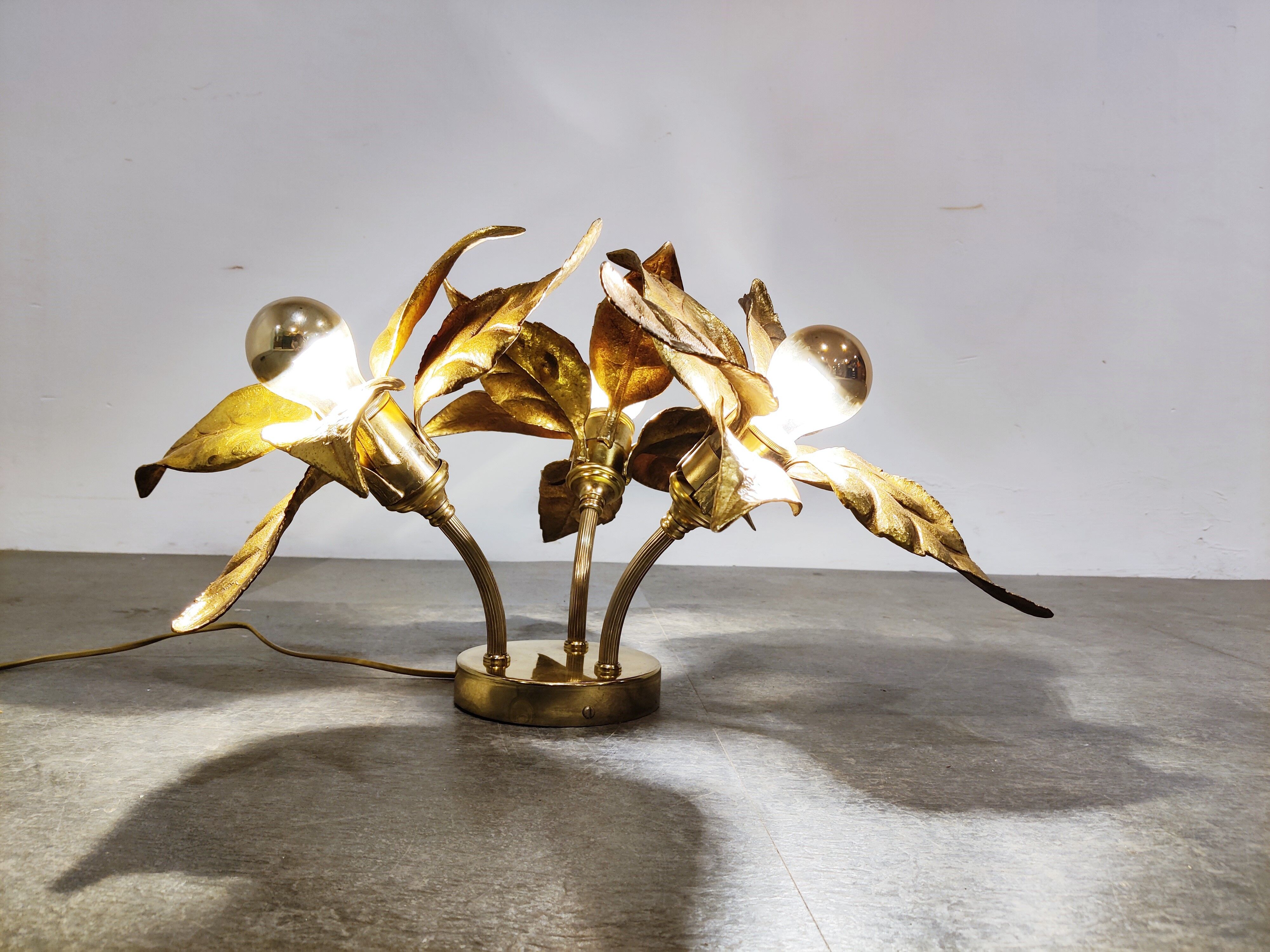 Brass Flower table or ceiling light by Willy Daro, 1970's