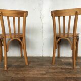 Pair of bistro and bohemian beech vintage chairs 1950