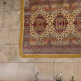 Kazak rug 180x150 cm vintage handmade oriental patterns ochre and burgundy