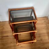 Bamboo and rattan nesting tables
