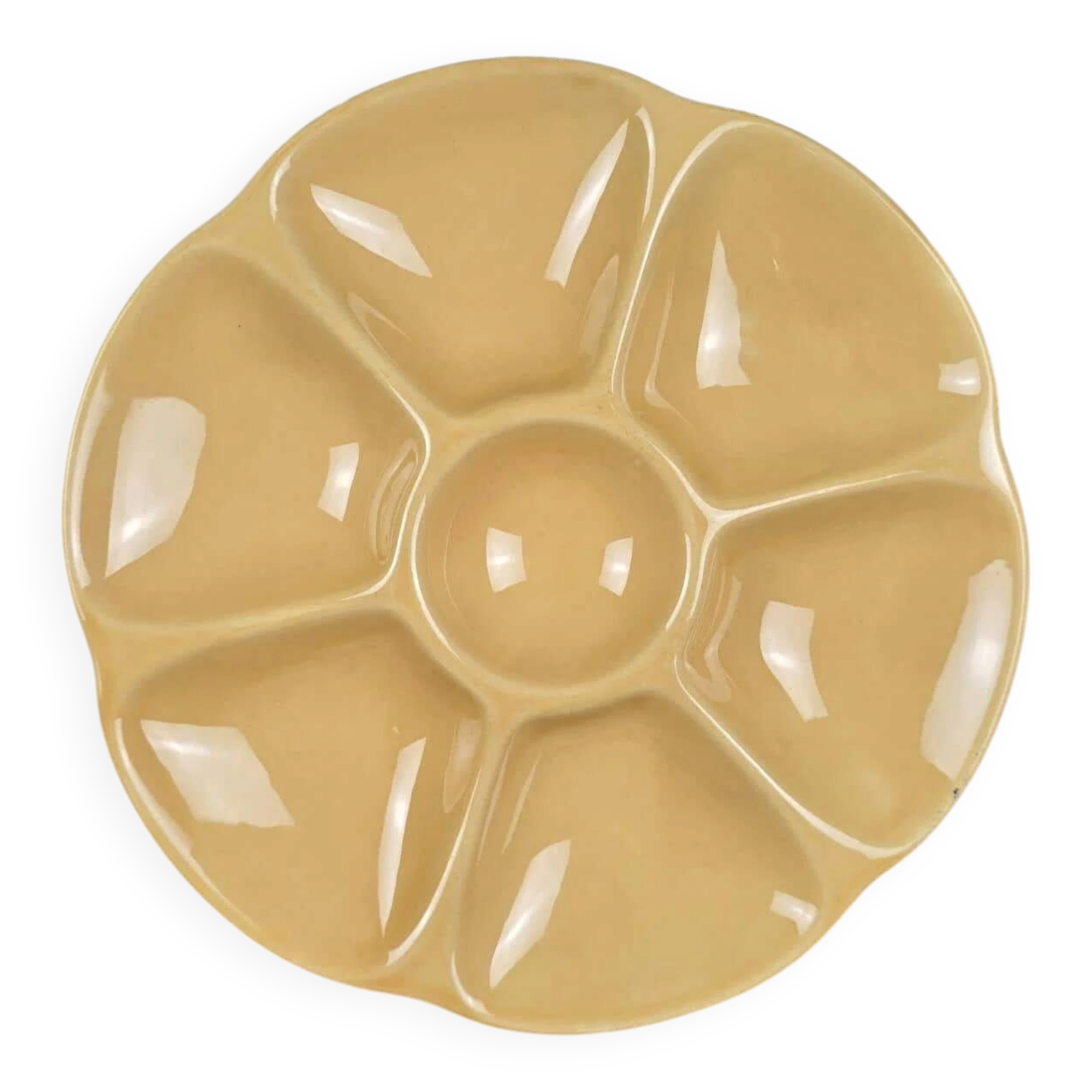 Gien ochre yellow oyster plate – Seafood & wall decor