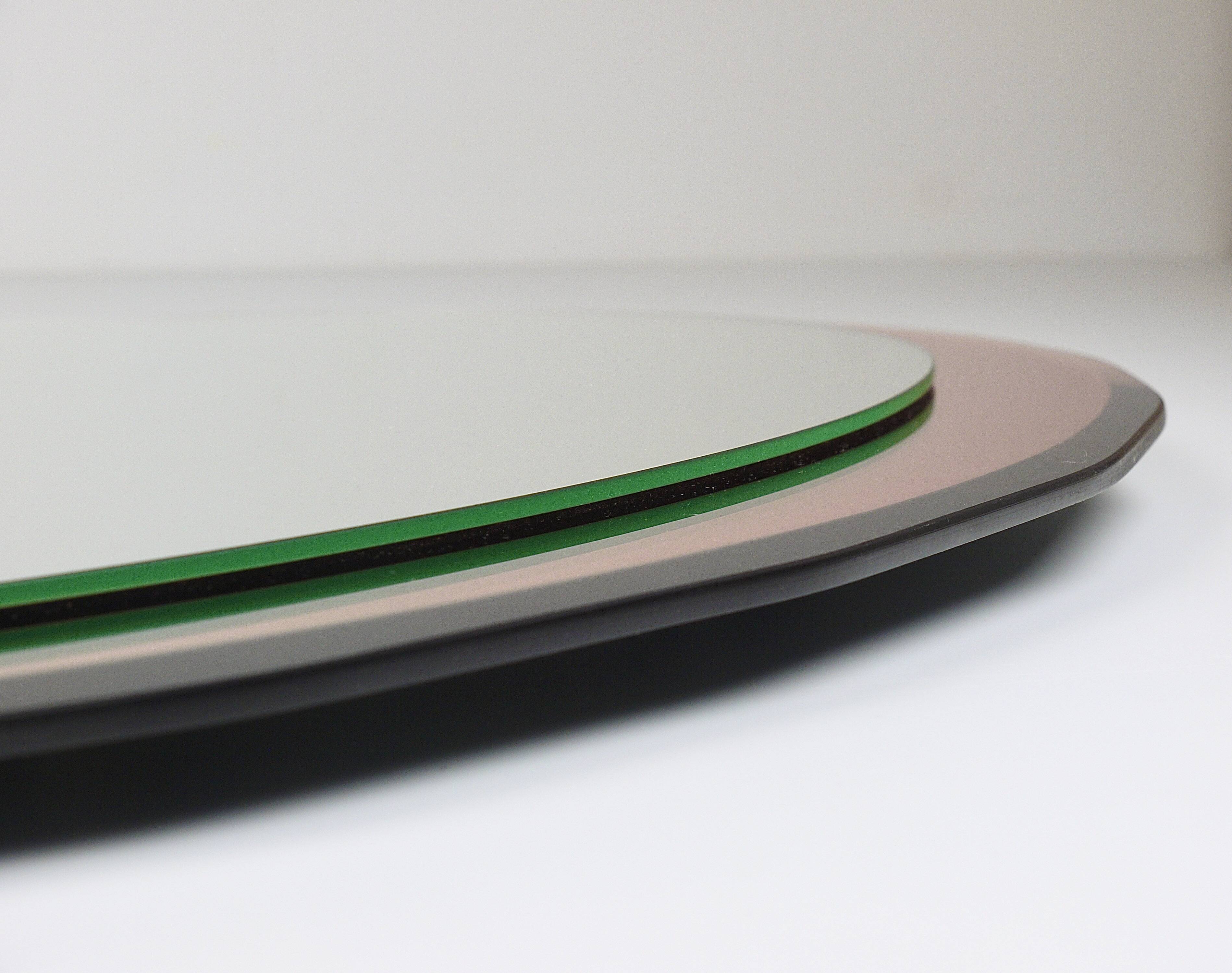 Cristal Arte Pink Oval Rosé Mid-Century Wall Mirror, Italy, 1960s