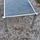Coffee table from the 70s chrome and smoked glass